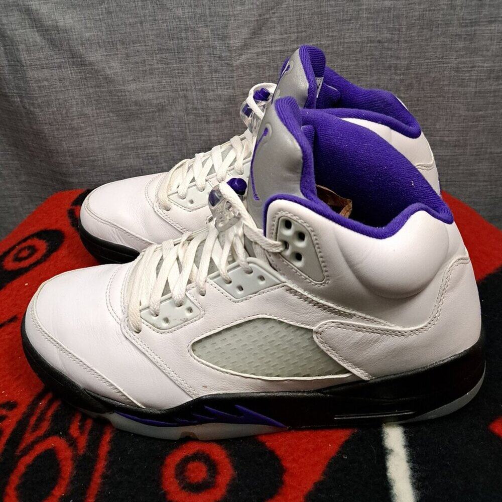 %Size 10.5 Men Nike Air Jordan 5 Retro Dark Concord White Sneakers AJ4